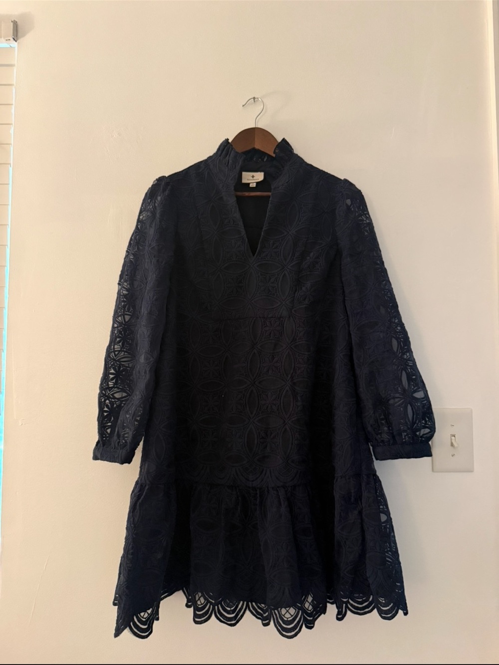 Tuckernuck Navy Organza Lace Formal Palmerston Long Sleeve Mini Dress - Picture 3 of 5
